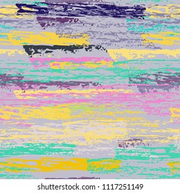 Grunge Stripes chalk vector textures. Seamless pattern lines. Stripy crayon pencil strokes. Hand drawn pastel. Summer bright stripes, brushes, scribble. Horizontal pinstripe endless repeat elements.