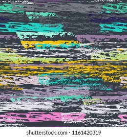 Grunge Stripes chalk vector textures. Seamless pattern old wall. Stripy crayon pencil strokes. Hand drawn pastel. Graffiti bright stripes, brushes. Horizontal pinstripe endless repeating elements.