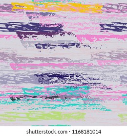 Grunge Stripes chalk vector textures. Seamless pattern old wall. Stripy crayon pencil strokes. Hand drawn pastel. Graffiti bright stripes, brushes. Horizontal pinstripe endless repeating elements.