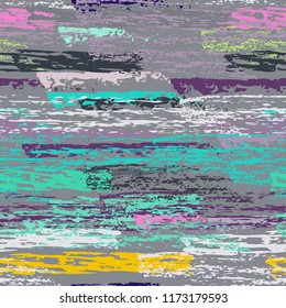 Grunge Stripes chalk vector textures. Seamless pattern old wall. Stripy crayon pencil strokes. Hand drawn pastel. Graffiti bright stripes, brushes. Horizontal pinstripe endless repeating elements.