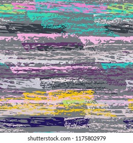 Grunge Stripes chalk vector textures. Seamless pattern old wall. Stripy crayon pencil strokes. Hand drawn pastel. Graffiti bright stripes, brushes. Horizontal pinstripe endless repeating elements.