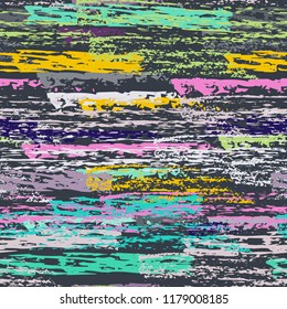 Grunge Stripes chalk vector textures. Seamless pattern old wall. Stripy crayon pencil strokes. Hand drawn pastel. Graffiti bright stripes, brushes. Horizontal pinstripe endless repeating elements.