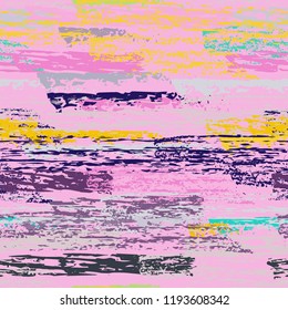 Grunge Stripes chalk vector textures. Seamless pattern old wall. Stripy crayon pencil strokes. Hand drawn pastel. Graffiti bright stripes, brushes. Horizontal pinstripe endless repeating elements.