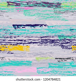 Grunge Stripes chalk vector textures. Seamless pattern old wall. Stripy crayon pencil strokes. Hand drawn pastel. Graffiti bright stripes, brushes. Horizontal pinstripe endless repeating elements.