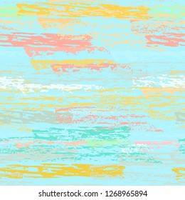 Grunge Stripes Line. Chalk Vector Textures. Seamless Pattern. Stripy Crayon Pencil Strokes. Hand Drawn Pastel. Summer Bright Stripes, Brushes. Horizontal Dirty Pinstripe Endless Repeating Elements.