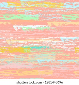 Grunge Stripes Line. Chalk Vector Textures. Seamless Pattern. Stripy Crayon Pencil Strokes. Hand Drawn Pastel. Summer Bright Stripes, Brushes. Horizontal Dirty Pinstripe Endless Repeating Elements.
