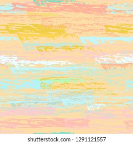 Grunge Stripes Line. Chalk Vector Textures. Seamless Pattern. Stripy Crayon Pencil Strokes. Hand Drawn Pastel. Summer Bright Stripes, Brushes. Horizontal Dirty Pinstripe Endless Repeating Elements.