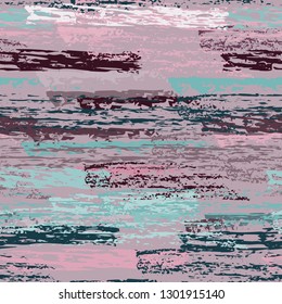 Grunge Stripes Line. Chalk Vector Textures. Seamless Pattern. Stripy Crayon Pencil Strokes. Hand Drawn Pastel. Summer Bright Stripes, Brushes. Horizontal Dirty Pinstripe Endless Repeating Elements.