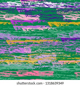 Grunge Stripes Line. Chalk Vector Textures. Seamless Pattern. Stripy Crayon Pencil Strokes. Hand Drawn Pastel. Summer Bright Stripes, Brushes. Horizontal Dirty Pinstripe Endless Repeating Elements.
