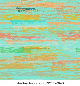 Grunge Stripes Line. Chalk Vector Textures. Seamless Pattern. Stripy Crayon Pencil Strokes. Hand Drawn Pastel. Summer Bright Stripes, Brushes. Horizontal Dirty Pinstripe Endless Repeating Elements.