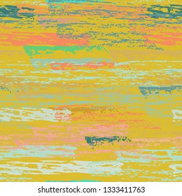 Grunge Stripes Line. Chalk Vector Textures. Seamless Pattern. Stripy Crayon Pencil Strokes. Hand Drawn Pastel. Summer Bright Stripes, Brushes. Horizontal Dirty Pinstripe Endless Repeating Elements.