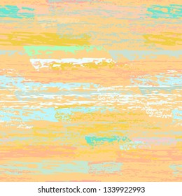Grunge Stripes Line. Chalk Vector Textures. Seamless Pattern. Stripy Crayon Pencil Strokes. Hand Drawn Pastel. Summer Bright Stripes, Brushes. Horizontal Dirty Pinstripe Endless Repeating Elements.