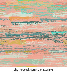Grunge Stripes Line. Chalk Vector Textures. Seamless Pattern. Stripy Crayon Pencil Strokes. Hand Drawn Pastel. Summer Bright Stripes, Brushes. Horizontal Dirty Pinstripe Endless Repeating Elements.