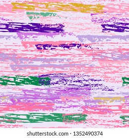 Grunge Stripes Line. Chalk Vector Textures. Seamless Pattern. Stripy Crayon Pencil Strokes. Hand Drawn Pastel. Summer Bright Stripes, Brushes. Horizontal Dirty Pinstripe Endless Repeating Elements.