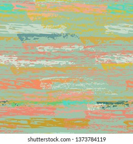 Grunge Stripes Line. Chalk Vector Textures. Seamless Pattern. Stripy Crayon Pencil Strokes. Hand Drawn Pastel. Summer Bright Stripes, Brushes. Horizontal Dirty Pinstripe Endless Repeating Elements.