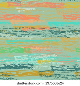 Grunge Stripes Line. Chalk Vector Textures. Seamless Pattern. Stripy Crayon Pencil Strokes. Hand Drawn Pastel. Summer Bright Stripes, Brushes. Horizontal Dirty Pinstripe Endless Repeating Elements.