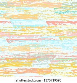 Grunge Stripes Line. Chalk Vector Textures. Seamless Pattern. Stripy Crayon Pencil Strokes. Hand Drawn Pastel. Summer Bright Stripes, Brushes. Horizontal Dirty Pinstripe Endless Repeating Elements.