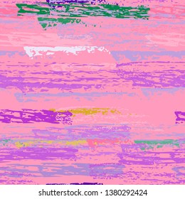 Grunge Stripes Line. Chalk Vector Textures. Seamless Pattern. Stripy Crayon Pencil Strokes. Hand Drawn Pastel. Summer Bright Stripes, Brushes. Horizontal Dirty Pinstripe Endless Repeating Elements.