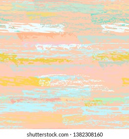 Grunge Stripes Line. Chalk Vector Textures. Seamless Pattern. Stripy Crayon Pencil Strokes. Hand Drawn Pastel. Summer Bright Stripes, Brushes. Horizontal Dirty Pinstripe Endless Repeating Elements.