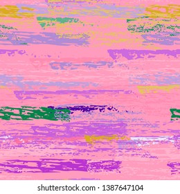 Grunge Stripes Line. Chalk Vector Textures. Seamless Pattern. Stripy Crayon Pencil Strokes. Hand Drawn Pastel. Summer Bright Stripes, Brushes. Horizontal Dirty Pinstripe Endless Repeating Elements.