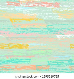 Grunge Stripes Line. Chalk Vector Textures. Seamless Pattern. Stripy Crayon Pencil Strokes. Hand Drawn Pastel. Summer Bright Stripes, Brushes. Horizontal Dirty Pinstripe Endless Repeating Elements.