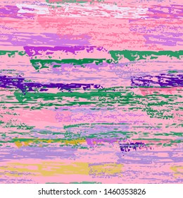 Grunge Stripes Line. Chalk Vector Textures. Seamless Pattern. Stripy Crayon Pencil Strokes. Hand Drawn Pastel. Summer Bright Stripes, Brushes. Horizontal Dirty Pinstripe Endless Repeating Elements.