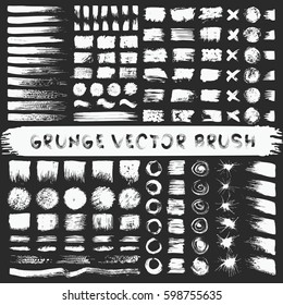 Grunge stripes mega set. Black labels, paint texture. Brush strokes vector. Background handmade design elements.