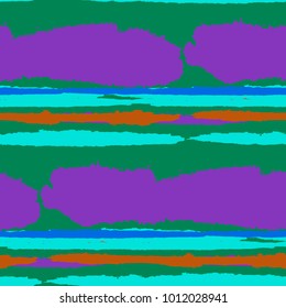 Grunge Stripes. Painted Lines. Texture with Horizontal Brush Strokes. Scribbled Grunge Motif for Linen, Fabric, Wallpaper. Retro Vector Background with Stripes