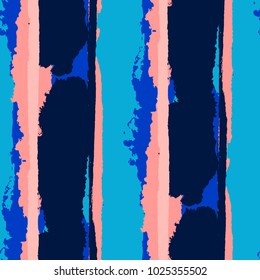 Grunge Stripes. Painted Lines. Texture with Vertical Dry Brush Strokes. Scribbled Grunge Pattern for Sportswear, Fabric, Wallpaper. Trendy Vector Background