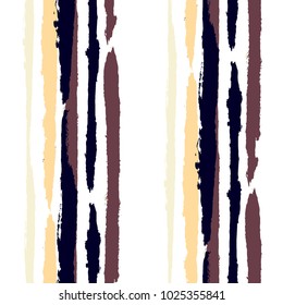 Grunge Stripes. Painted Lines. Texture with Vertical Brush Strokes. Scribbled Grunge Rapport for Cloth, Fabric, Textile. Trendy Vector Background with Stripes