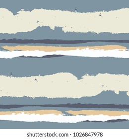 Grunge Stripes. Painted Lines. Texture with Horizontal Dry Brush Strokes. Scribbled Grunge Motif for Cloth, Fabric, Textile. Trendy Vector Background with Stripes