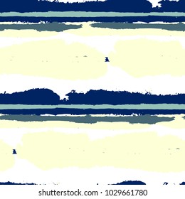 Grunge Stripes. Painted Lines. Texture with Horizontal Brush Strokes. Scribbled Grunge Motif for Linen, Fabric, Wallpaper. Rustic Vector Background