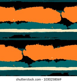Grunge Stripes. Painted Lines. Texture with Horizontal Brush Strokes. Scribbled Grunge Rapport for Linen, Fabric, Wallpaper. Retro Vector Background