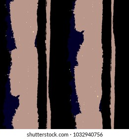 Grunge Stripes. Painted Lines. Texture with Vertical Brush Strokes. Scribbled Grunge Motif for Cloth, Swimwear, Textile. Rustic Vector Background with Stripes