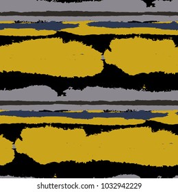 Grunge Stripes. Painted Lines. Texture with Horizontal Dry Brush Strokes. Scribbled Grunge Motif for Cloth, Swimwear, Textile. Trendy Vector Background with Stripes