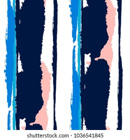 Grunge Stripes. Painted Lines. Texture with Vertical Dry Brush Strokes. Scribbled Grunge Pattern for Linen, Fabric, Textile. Retro Vector Background