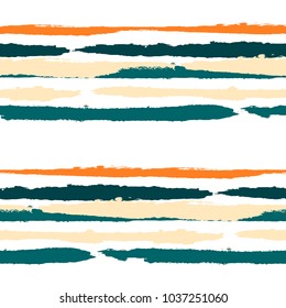 Grunge Stripes. Painted Lines. Texture with Horizontal Dry Brush Strokes. Scribbled Grunge Motif for Cloth, Fabric, Textile. Rustic Vector Background