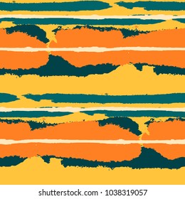 Grunge Stripes. Painted Lines. Texture with Horizontal Brush Strokes. Scribbled Grunge Pattern for Sportswear, Fabric, Cloth. Retro Vector Background