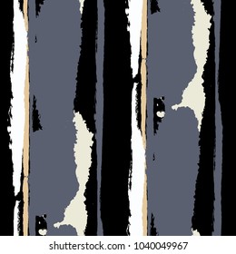 Grunge Stripes. Painted Lines. Texture with Vertical Dry Brush Strokes. Scribbled Grunge Motif for Linen, Fabric, Textile. Rustic Vector Background