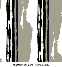 Grunge Stripes. Painted Lines. Texture with Vertical Brush Strokes. Scribbled Grunge Rapport for Cloth, Swimwear, Textile. Trendy Vector Background with Stripes