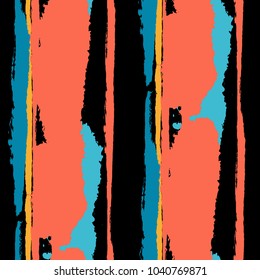 Grunge Stripes. Painted Lines. Texture with Vertical Brush Strokes. Scribbled Grunge Pattern for Linen, Fabric, Wallpaper. Retro Vector Background