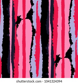 Grunge Stripes. Painted Lines. Texture with Vertical Brush Strokes. Scribbled Grunge Rapport for Cloth, Swimwear, Textile. Trendy Vector Background with Stripes