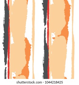Grunge Stripes. Painted Lines. Texture with Vertical Dry Brush Strokes. Scribbled Grunge Motif for Sportswear, Paper, Cloth. Rustic Vector Background with Stripes