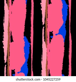 Grunge Stripes. Painted Lines. Texture with Vertical Dry Brush Strokes. Scribbled Grunge Rapport for Cloth, Fabric, Textile. Retro Vector Background with Stripes