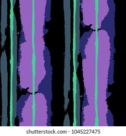 Grunge Stripes. Painted Lines. Texture with Vertical Dry Brush Strokes. Scribbled Grunge Pattern for Cloth, Swimwear, Textile. Retro Vector Background with Stripes