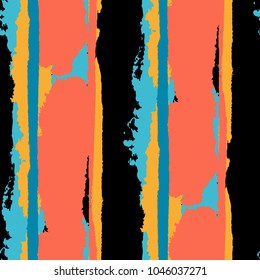 Grunge Stripes. Painted Lines. Texture with Vertical Dry Brush Strokes. Scribbled Grunge Pattern for Linen, Fabric, Textile. Retro Vector Background with Stripes
