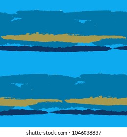 Grunge Stripes. Painted Lines. Texture with Horizontal Brush Strokes. Scribbled Grunge Motif for Sportswear, Fabric, Cloth. Retro Vector Background with Stripes