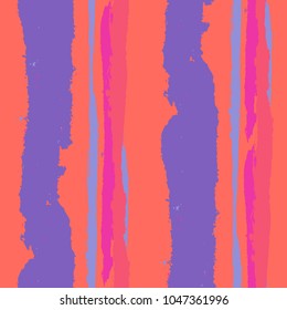 Grunge Stripes. Painted Lines. Texture with Vertical Dry Brush Strokes. Scribbled Grunge Motif for Cloth, Fabric, Textile. Trendy Vector Background with Stripes