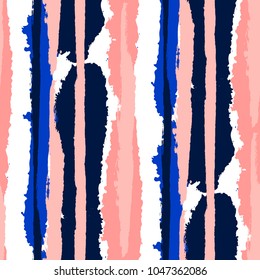 Grunge Stripes. Painted Lines. Texture with Vertical Dry Brush Strokes. Scribbled Grunge Motif for Sportswear, Paper, Cloth. Retro Vector Background with Stripes