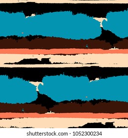 Grunge Stripes. Painted Lines. Texture with Horizontal Dry Brush Strokes. Scribbled Grunge Pattern for Sportswear, Fabric, Wallpaper. Trendy Vector Background